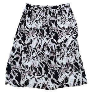 Addition Elle Women Size 18 Midi Skirt Black Geometric Rayon